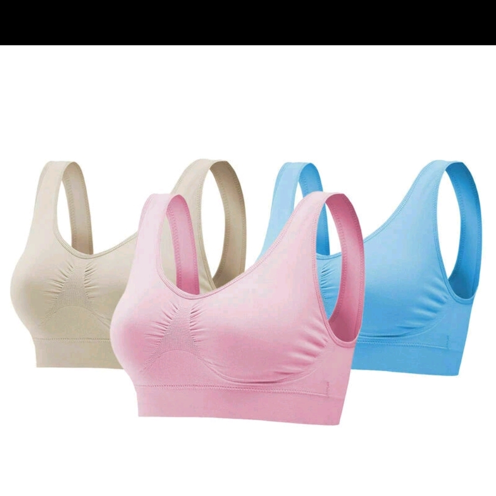 Women's 3-Pack Seamless Bras - Pink, Cream, Blue